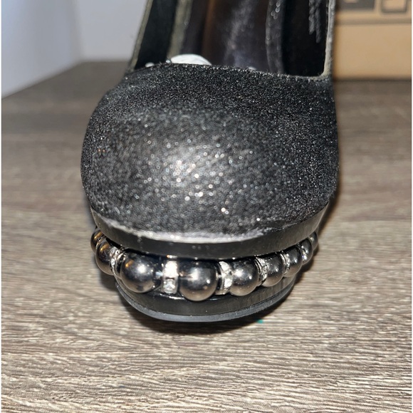 City Snappers Black Glitter High Heels Women’s Size 7.5 - Picture 4 of 16